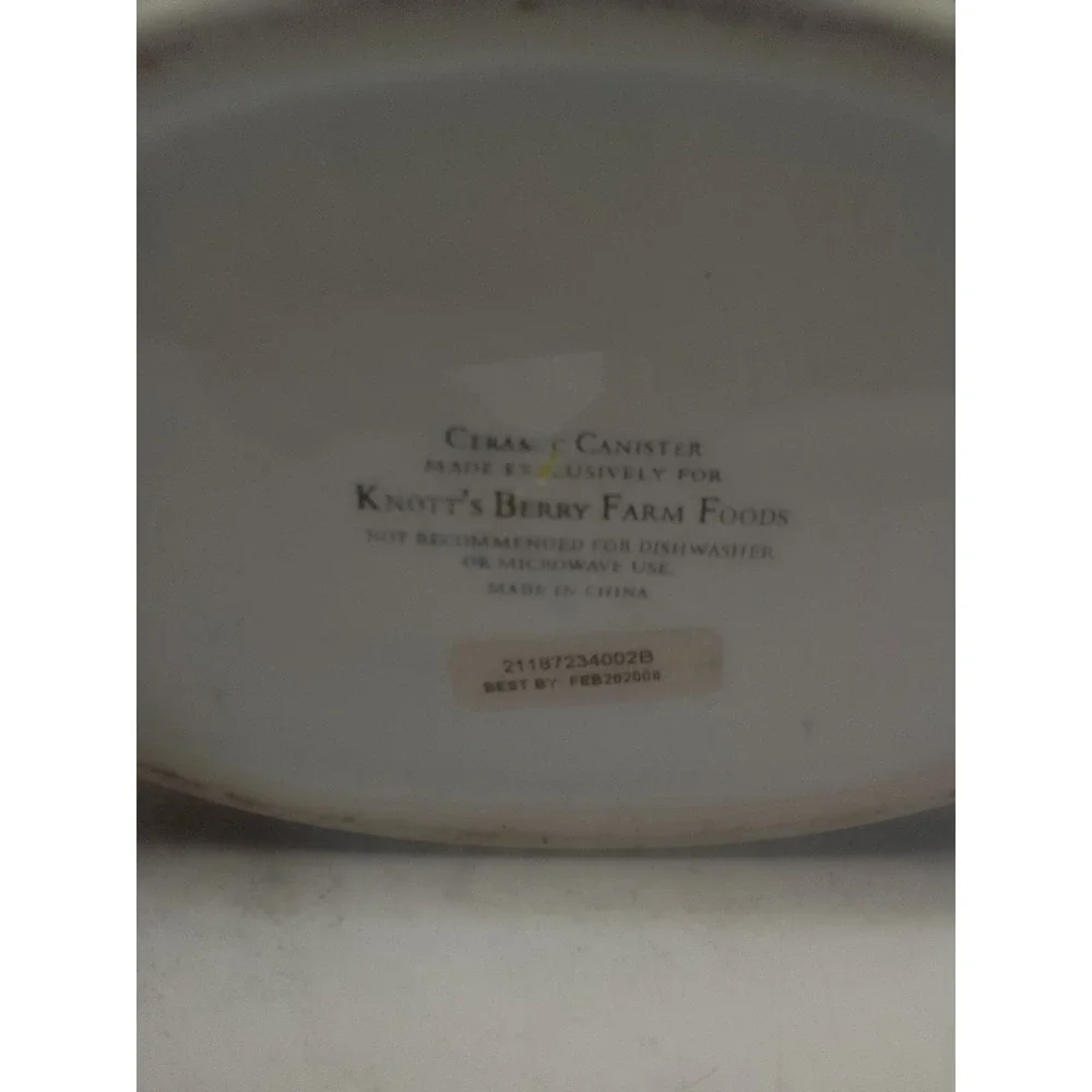 Knott's Berry Farm‎ Ceramic Canister with Metal Clamp and Fruit Design, Vintage